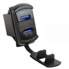Разъем Usb в авто врезной квадратный 12V-24V 4.8A вольтметр 2 USB QC3.0 GH-DS65